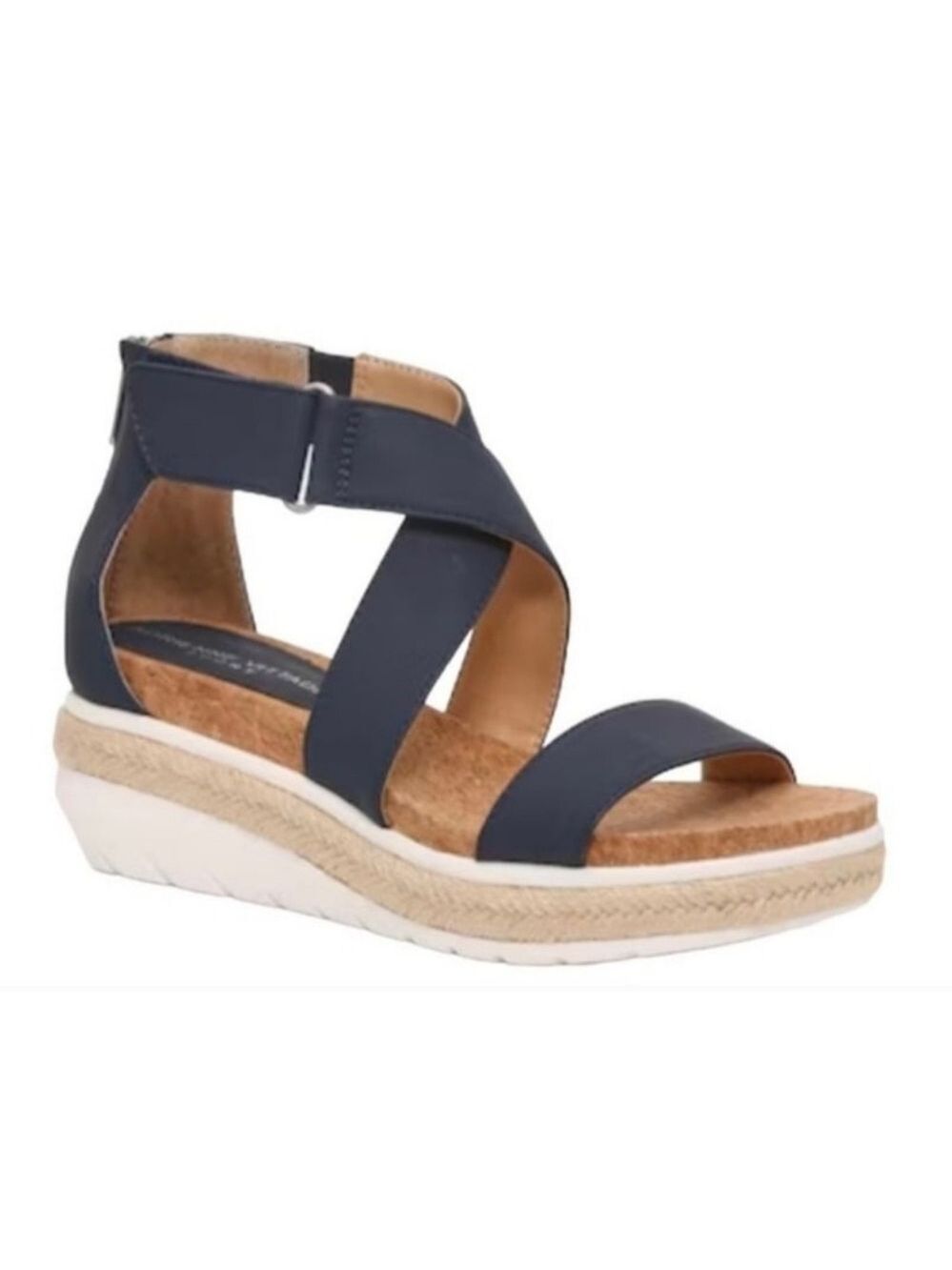 Adrienne Vittadini Cecilia-1 Blue Strap Cork Sport Sandals